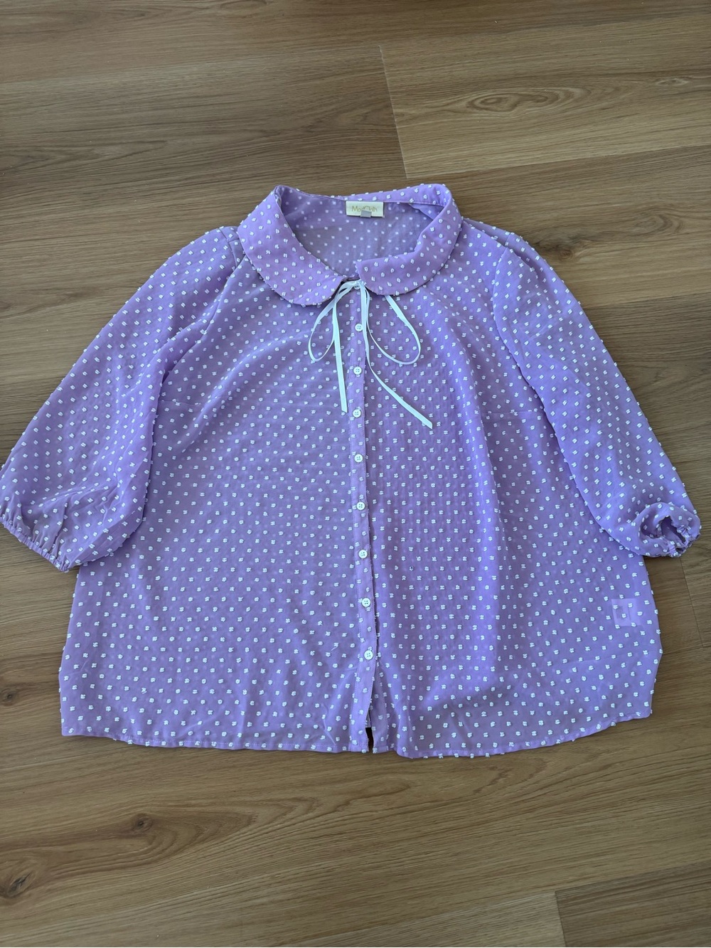 Light Purple Semi-Sheer Button-Down Blouse